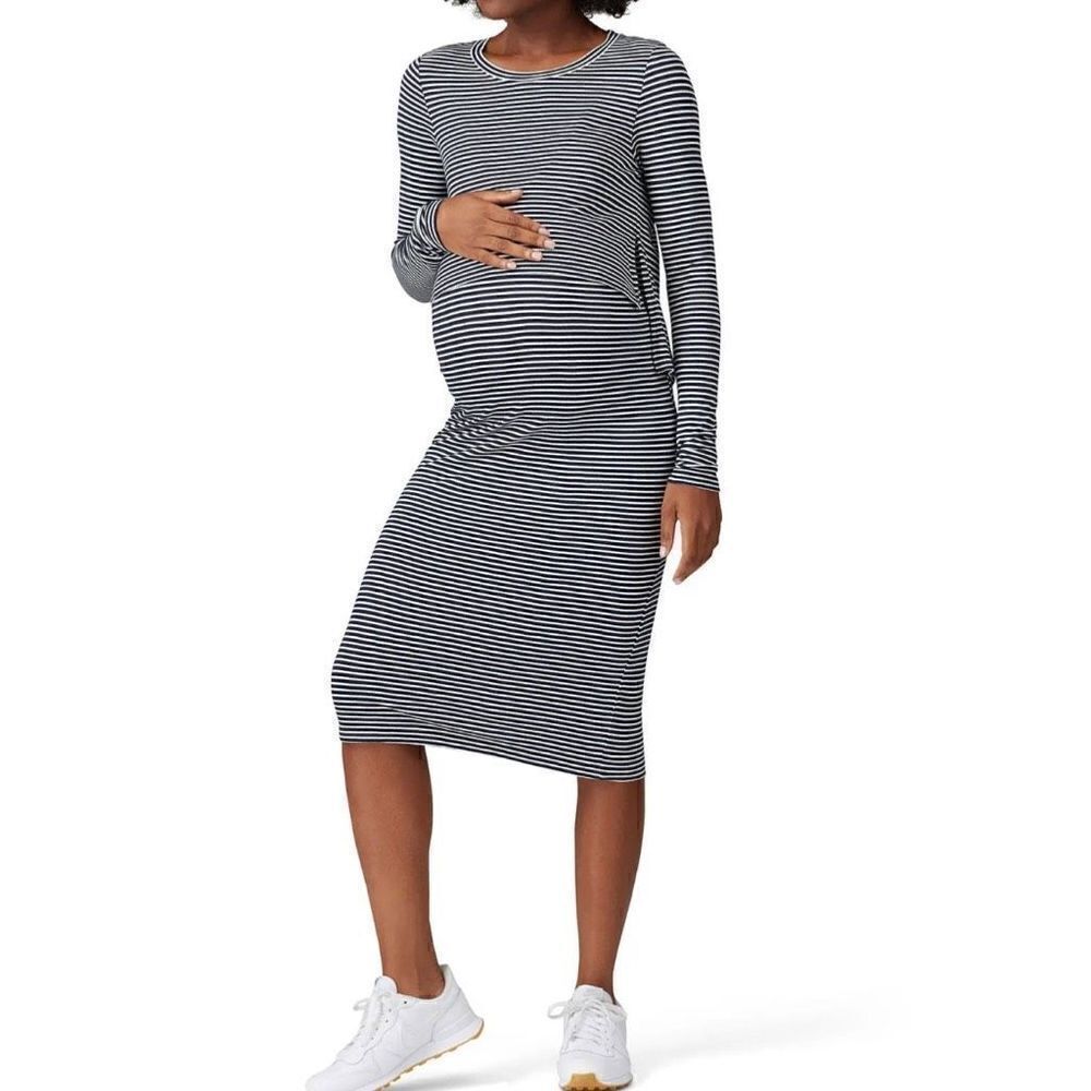 Ripe Kora Striped Maternity Nursing Dress | L